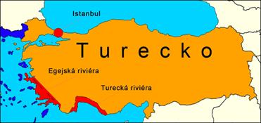 Turecko - mapa letovisek a oblast